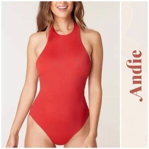 Andie Red High-Neck One-Piece Swimsuit